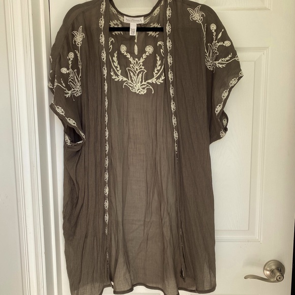 Full Tilt Other - Full tilt lace embroidery cardigan swim cover olive and cream